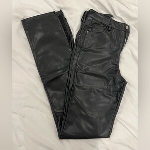 Black Leather Zara Women Pabnts
